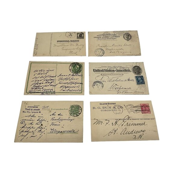 United States And Germany Antique Postal Cards Canceled And Used, Lot of 6 AS-IS - Picture 1 of 16